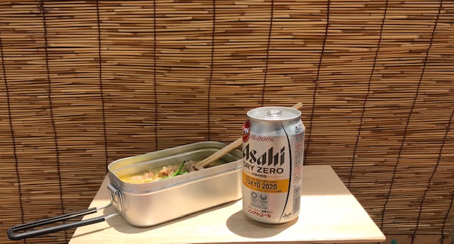 ノンアルビールとメスティンのヌードル